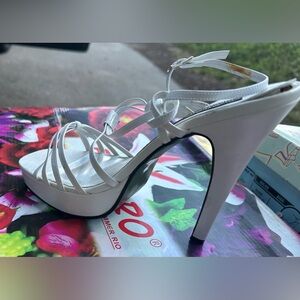 Michael Antonio White Strappy Platform Stiletto Sandals